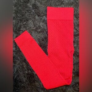 Women’s Red Merry Berry Christmas Pattern Stretch Leggings, L